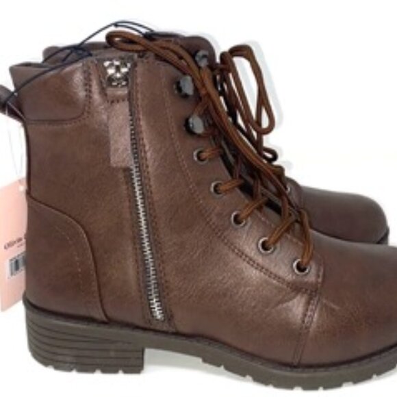 Olivia & Kate - Leanna Women's Combat Lace up Brown Size 7 - Picture 1 of 6
